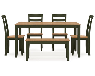 Gesthaven Dining Table with 4 Chairs and Bench (Set of 6)
