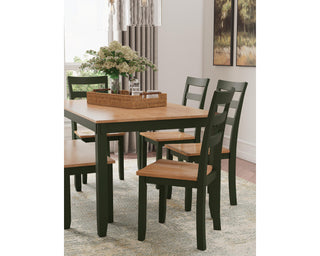 Gesthaven Dining Table with 4 Chairs and Bench (Set of 6)