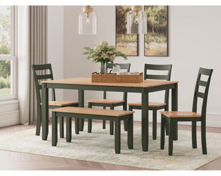 Gesthaven Dining Table with 4 Chairs and Bench (Set of 6)