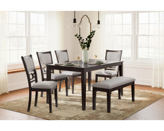 Langwest Dining Table and 4 Chairs and Bench (Set of 6)