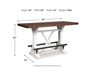 Valebeck Counter Height Dining Table and 4 Barstools
