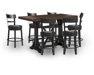 Valebeck Counter Height Dining Table and 6 Barstools