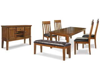 Ralene Dining Table with 4 Chairs, Bench and Server