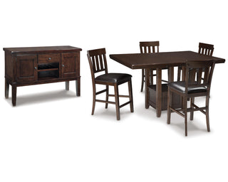 Haddigan Counter Height Dining Table, 4 Barstools and Server