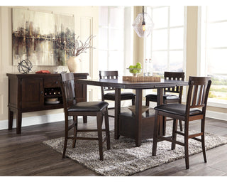 Haddigan Counter Height Dining Table, 4 Barstools and Server