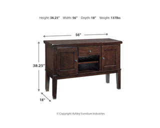 Haddigan Counter Height Dining Table, 4 Barstools and Server