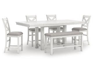 Robbinsdale Counter Height Dining Table, 4 Barstools and Bench