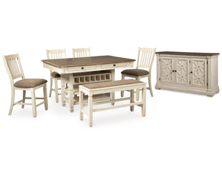 Bolanburg Counter Height Dining Table, 4 Barstools, Bench and Server