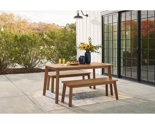 Janiyah Outdoor Dining Table with 2 Benches