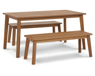 Janiyah Outdoor Dining Table with 2 Benches