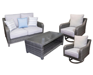 Elite Park Outdoor Loveseat, 2 Lounge Chairs and Coffee Table