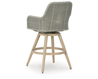 Seton Creek Outdoor Bar Height Barstool with Cushion (Set of 2)