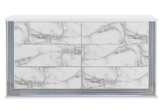 YLIME WHITE MARBLE DRESSER WITH LED