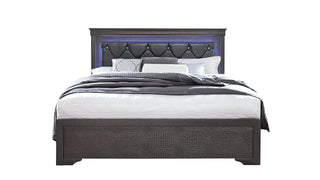 POMPEI METALLIC GREY KING BED WITH LED