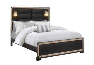 BLAKE BLACK KING BED WITH LAMPS