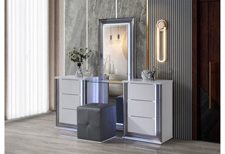 YLIME SMOOTH WHITE LAF VANITY DRESSER WITH LED