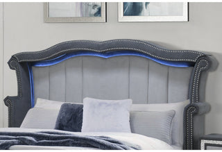 VANNA DARK GREY QUEEN BED, DRESSER, MIRROR AND NIGHTSTAND