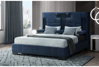 OSCAR NAVY BLUE QUEEN BED NO WOOD TRIM