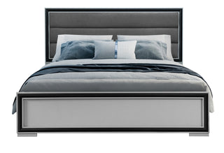 AMELIA GREY BLACK QUEEN BED KING BED SIDERAILS WITH LED