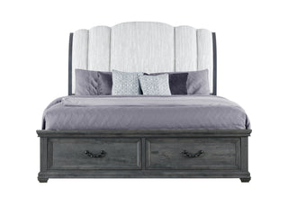 ROWAN GREY KING BED UPHOLSTERED HEADBOARD