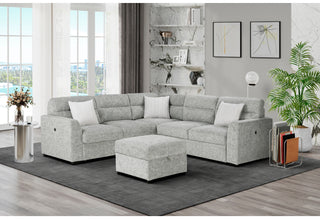 U9401 NICKEL SECTIONAL WITH 3 PILLOWS AND OTTOMAN