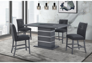MONACO DARK GREY RECTANGULAR BAR TABLE AND 4 BAR STOOLS