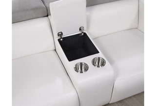 U8520 BLANCHE WHITE/GREY F06 POWER CONSOLE RECLINING LOVESEAT