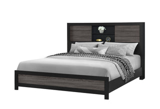 LISBON GREY/BLACK BOOKCASE KING BED GROUP