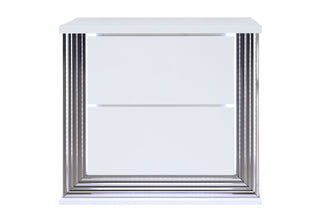 YLIME SMOOTH WHITE NIGHTSTAND WITH LED