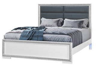 ANDROS SILVER QUEEN BED GROUP W/LED