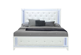ALINA WHITE KING BED FOOTBOARD WITH LED