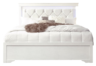 POMPEI METALLIC WHITE QUEEN BED WITH LED