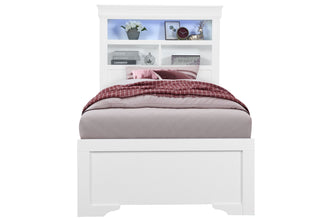 POMPEI METALLIC WHITE BOOKCASE TWIN BED HEADBOARD