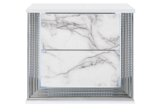 YLIME WHITE MARBLE NIGHTSTAND WITH LED