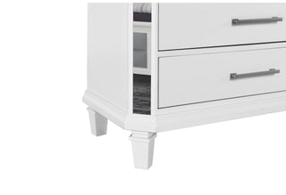 MARCO METALLIC WHITE KING BED, DRESSER, MIRROR AND NIGHTSTAND