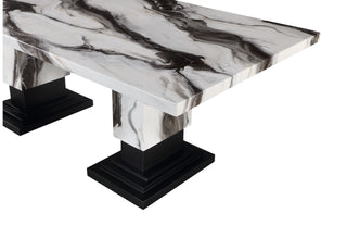 D12 DINING TABLE WHITE/BLACK TOP