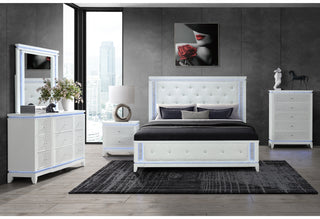 ALINA WHITE KING BED WITH LED