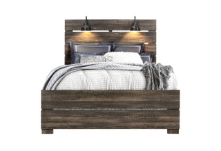 LINWOOD DARK OAK QUEEN BED WITH LAMPS