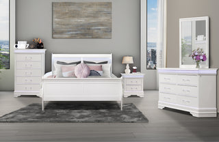 CHARLIE WHITE QUEEN BED GROUP WITH LED