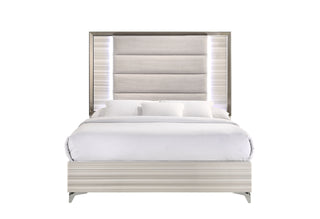 ZAMBRANO WHITE QUEEN BED WITH LED