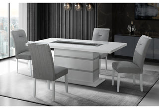 MONACO WHITE DINING TABLE + MONACO DINING CHAIR