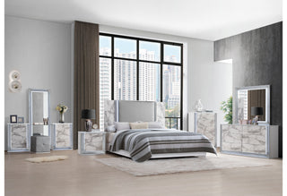 YLIME WHITE MARBLE LAF VANITY DRESSER WITH LED