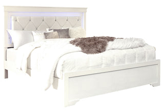 POMPEI METALLIC WHITE QUEEN BED WITH LED