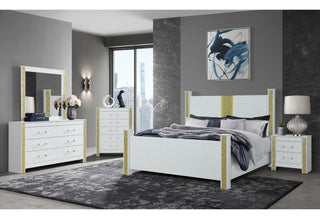 LOGAN WHITE/GOLD QUEEN BED GROUP