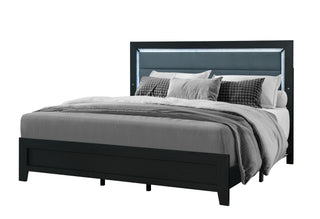 REID BLACK KING BED GROUP WITH LED