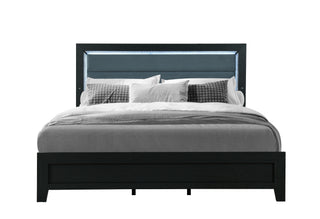 REID BLACK QUEEN BED GROUP WITH LED