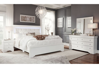 POMPEI METALLIC WHITE QUEEN BED GROUP WITH LED