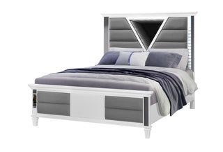 MARCO METALLIC WHITE FULL BED WITH LED 3D MIRROR
